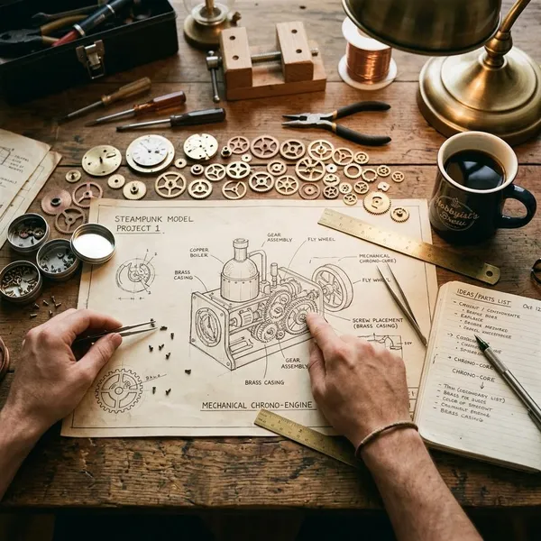 Materials and tools for a steampunk model