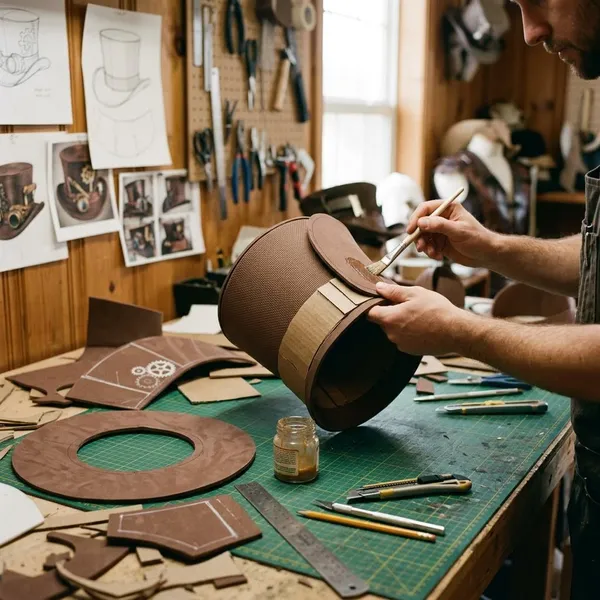 Materials and tools for a steampunk top hat