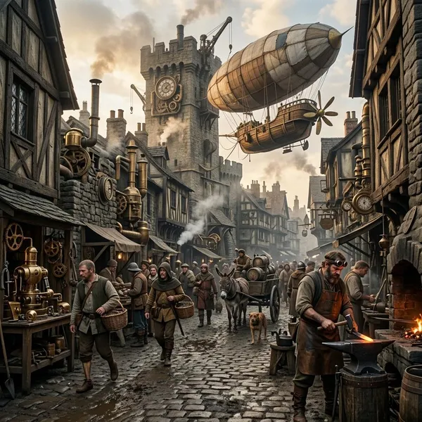 What powers medieval steampunk technology