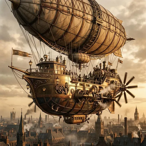 Key steampunk airship design features
