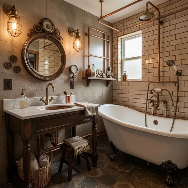What makes a bathroom look steampunk