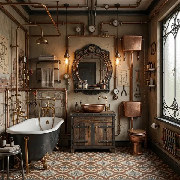 Steampunk ideas for a small bathroom