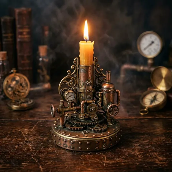 steampunk candle holders