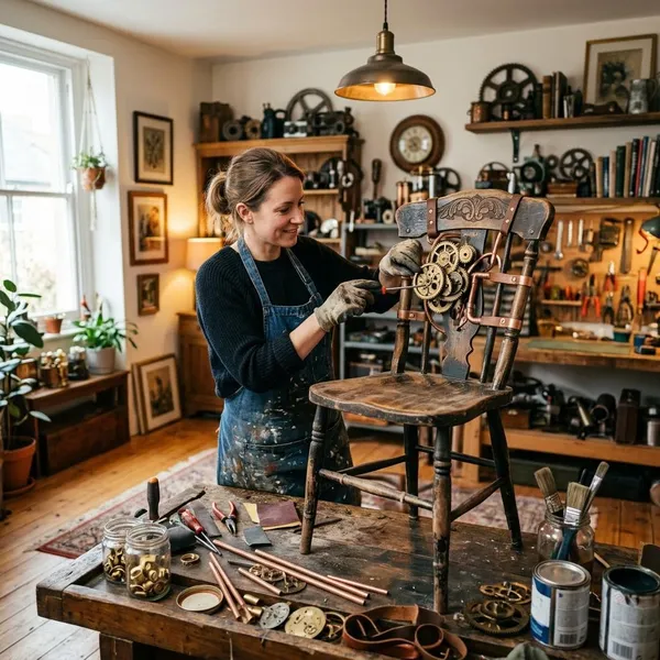 How to upcycle a chair with steampunk style