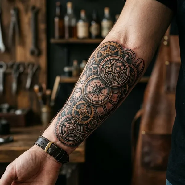 steampunk gears tattoo