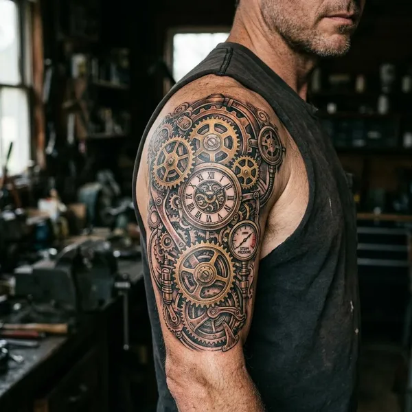 Best steampunk gear tattoo ideas