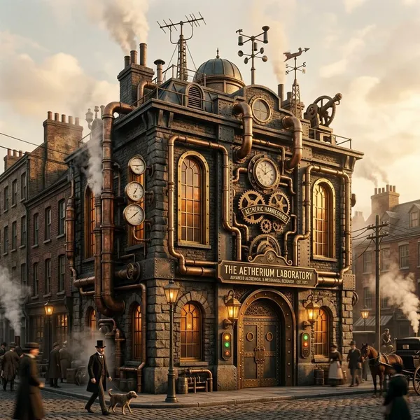 steampunk laboratory building