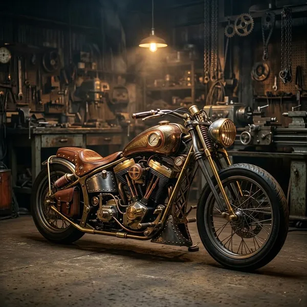 Steampunk motorcycle vs related styles