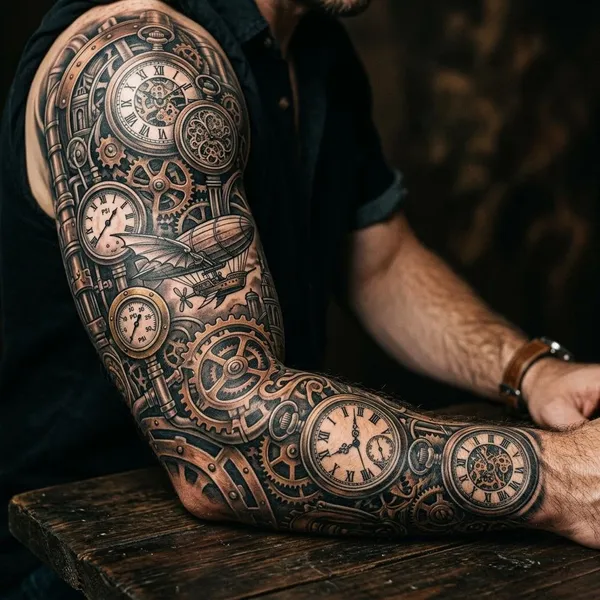 steampunk sleeve tattoo