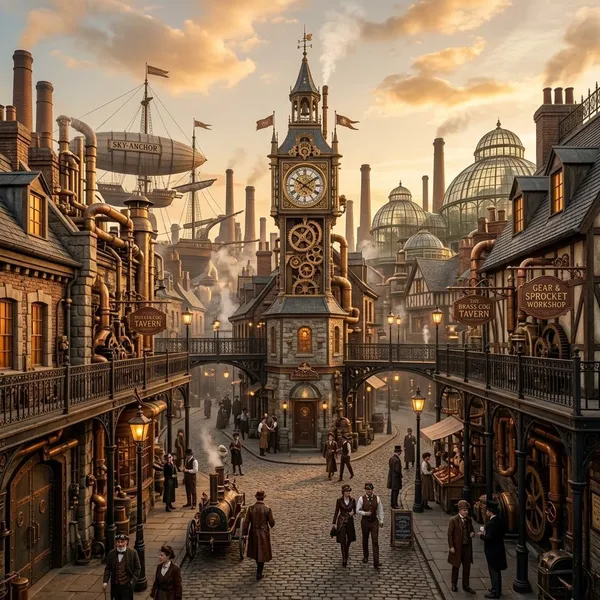 Steampunk village ideas